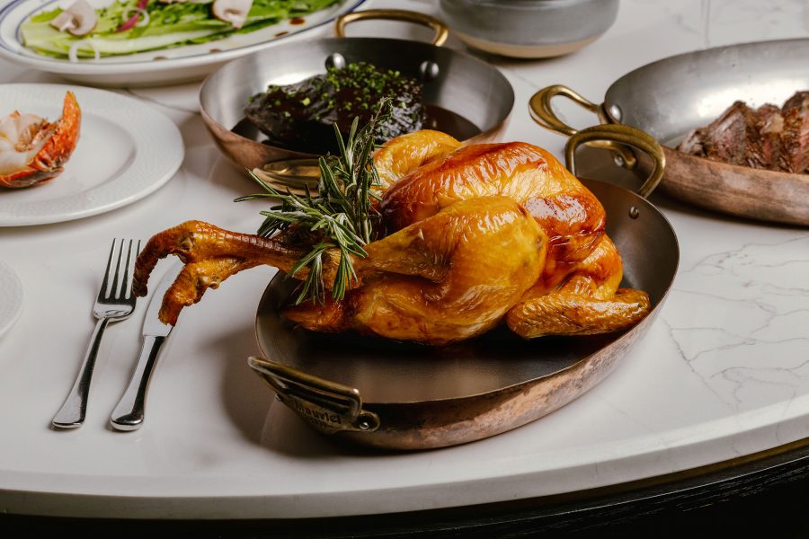 A roast chicken served at Lala in Hong Kong.