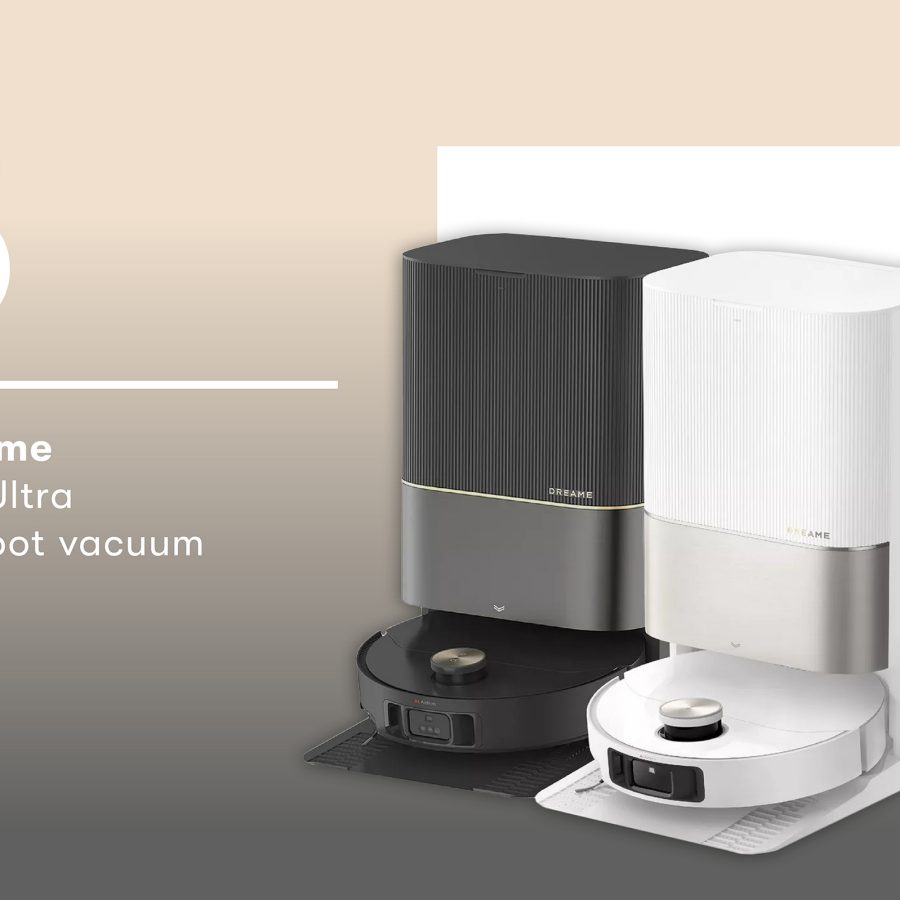 Product shot of the Dreame X50 Ultra AI robot vacuum. 