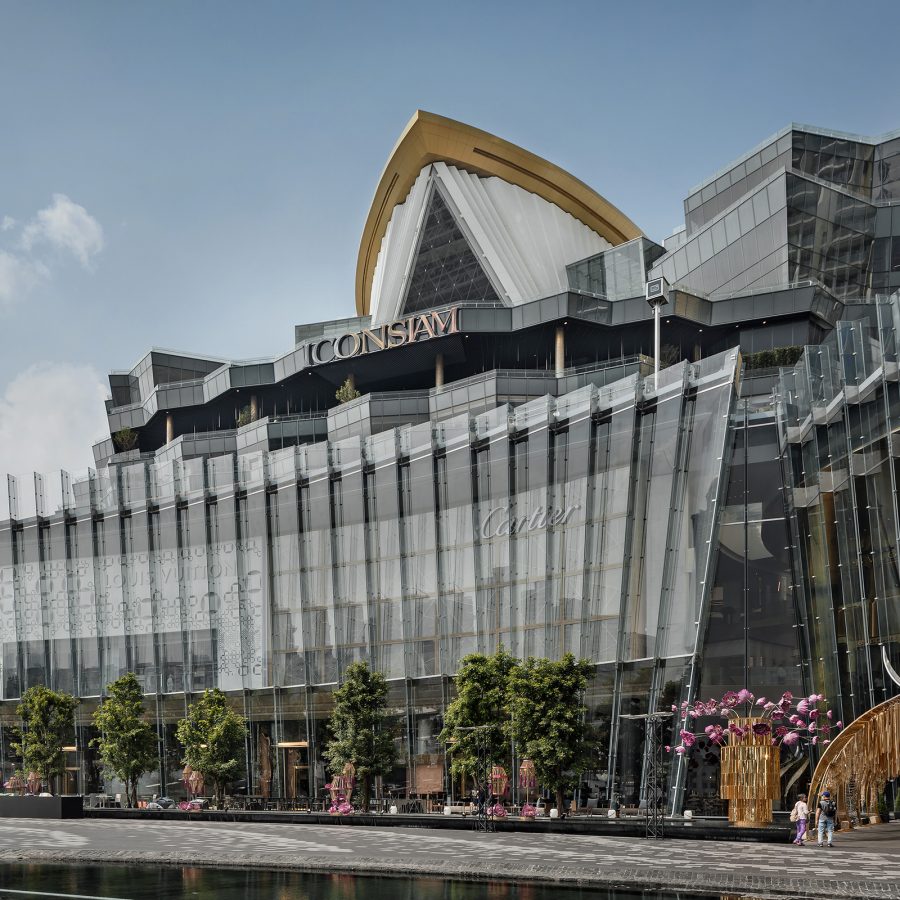 The exterior of IconSiam, Bangkok, in the daytime.