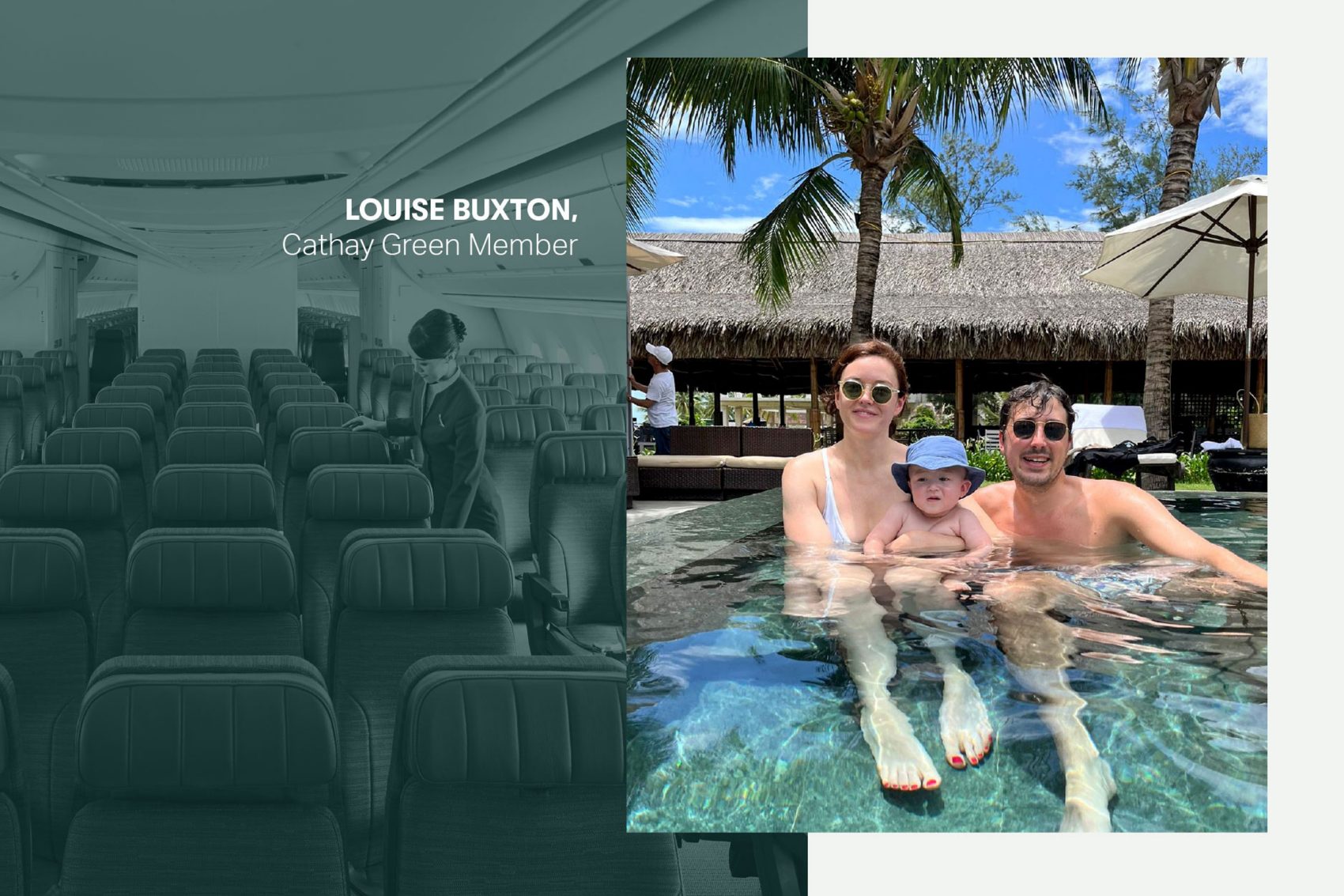 Cathay Green Member Louise Buxton with her family in a swimming pool