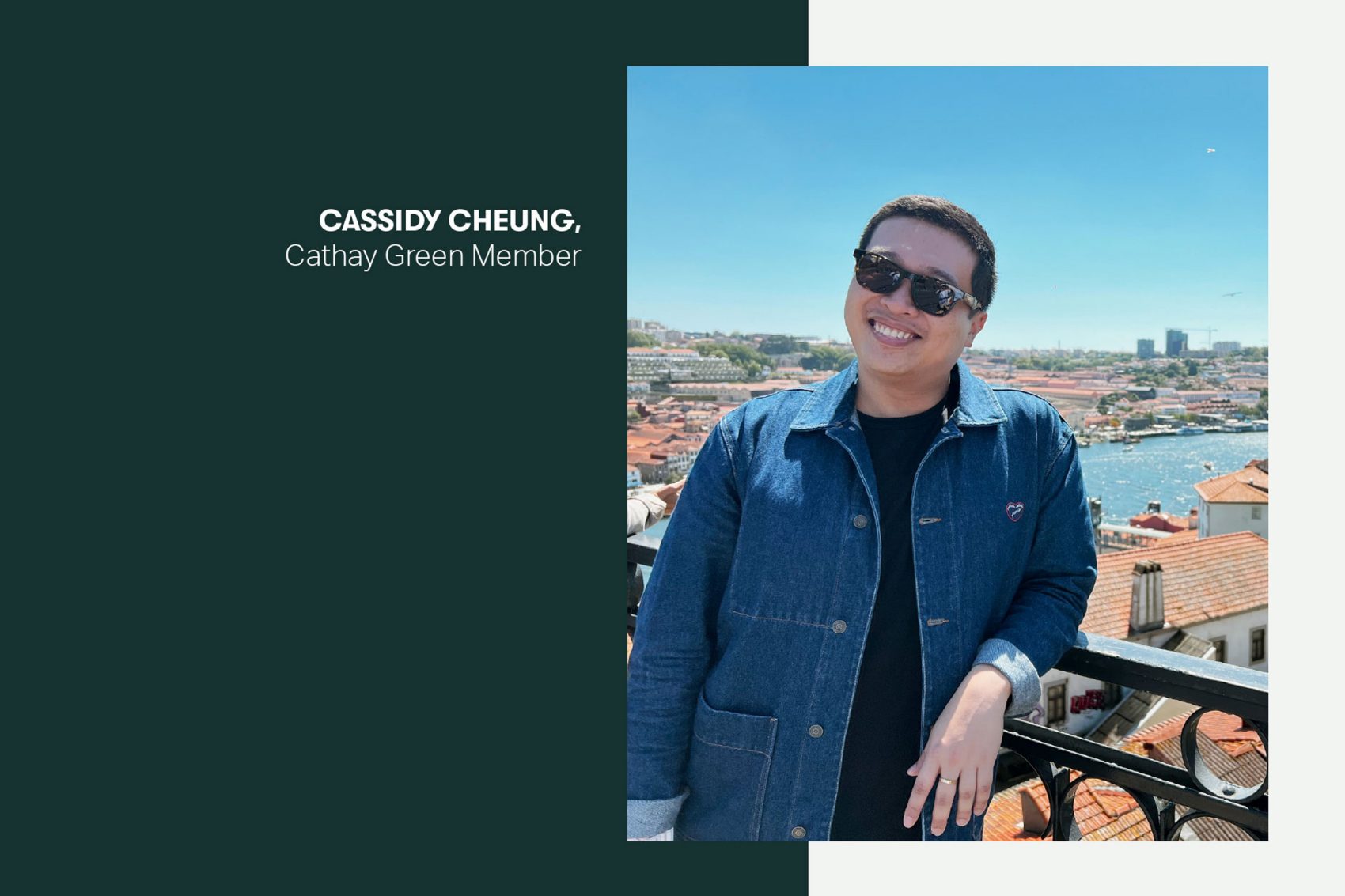 Cathay Green Member Cassidy Cheung wearing sunglasses on holiday