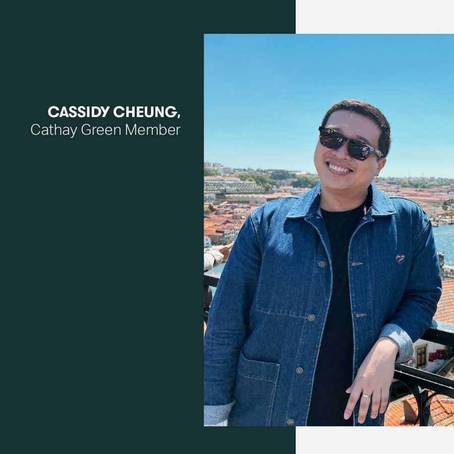 Cathay Green Member Cassidy Cheung wearing sunglasses on holiday