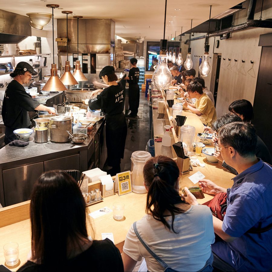 Customers sitting at the counter at Afuri in Tokyo.