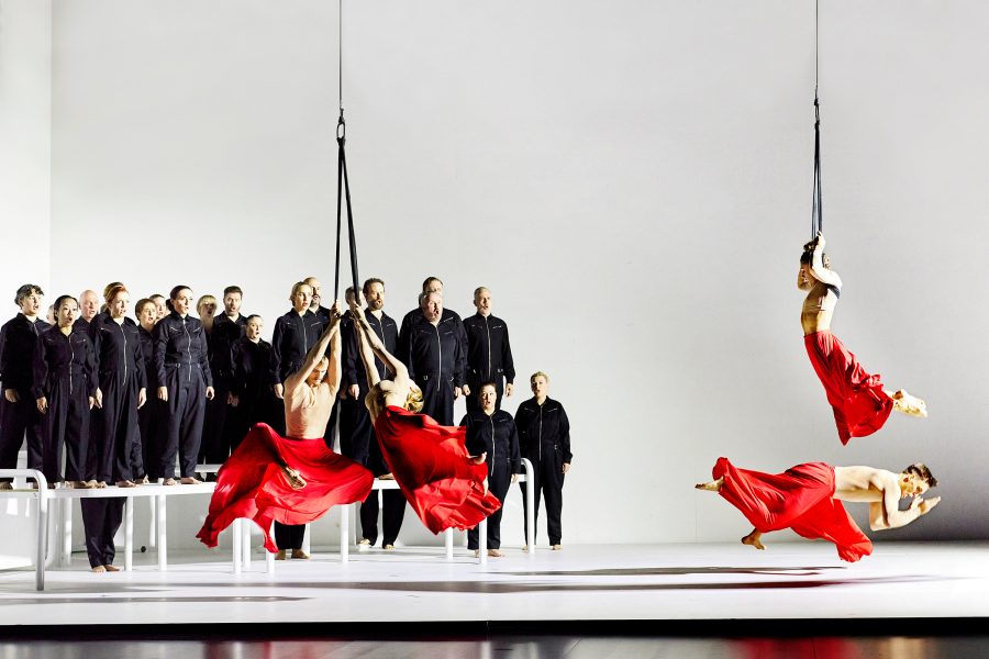 A still image from the production of Orpheus and Eurydice. 