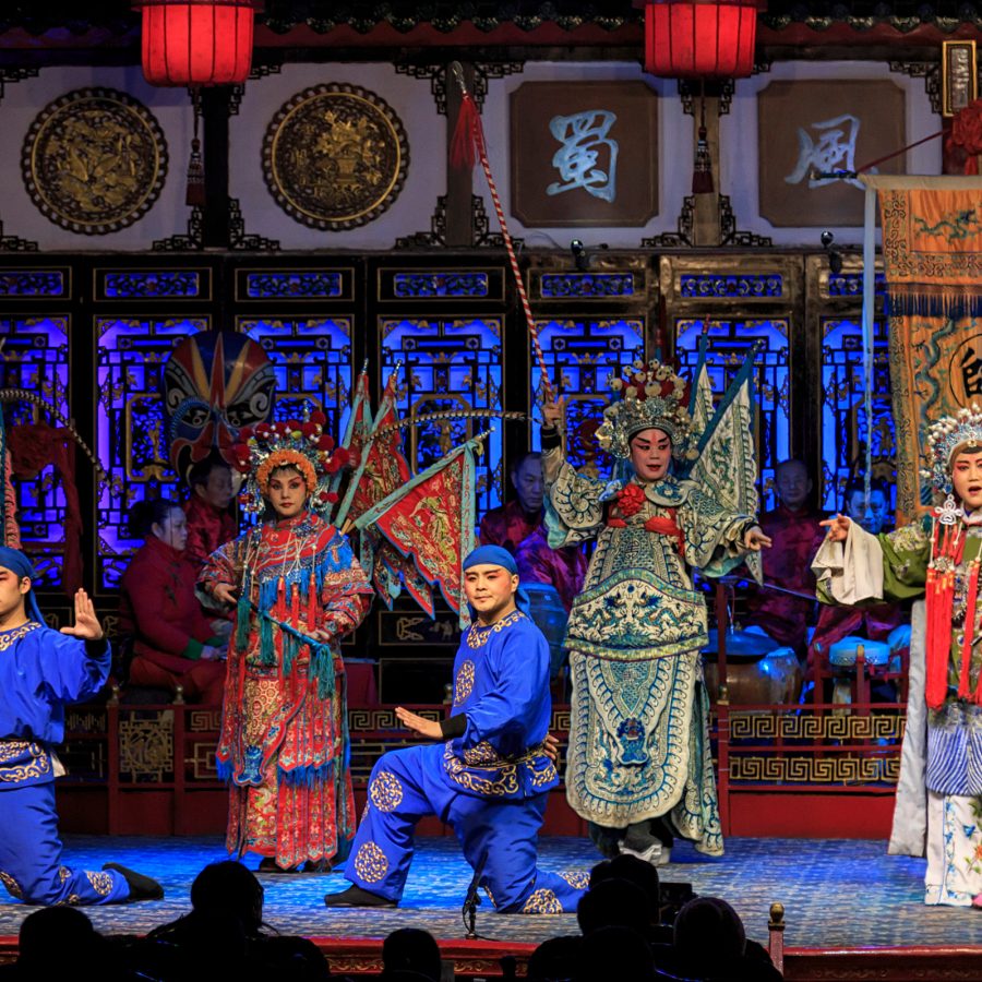 Sichuan opera performers put on a show in Chengdu.