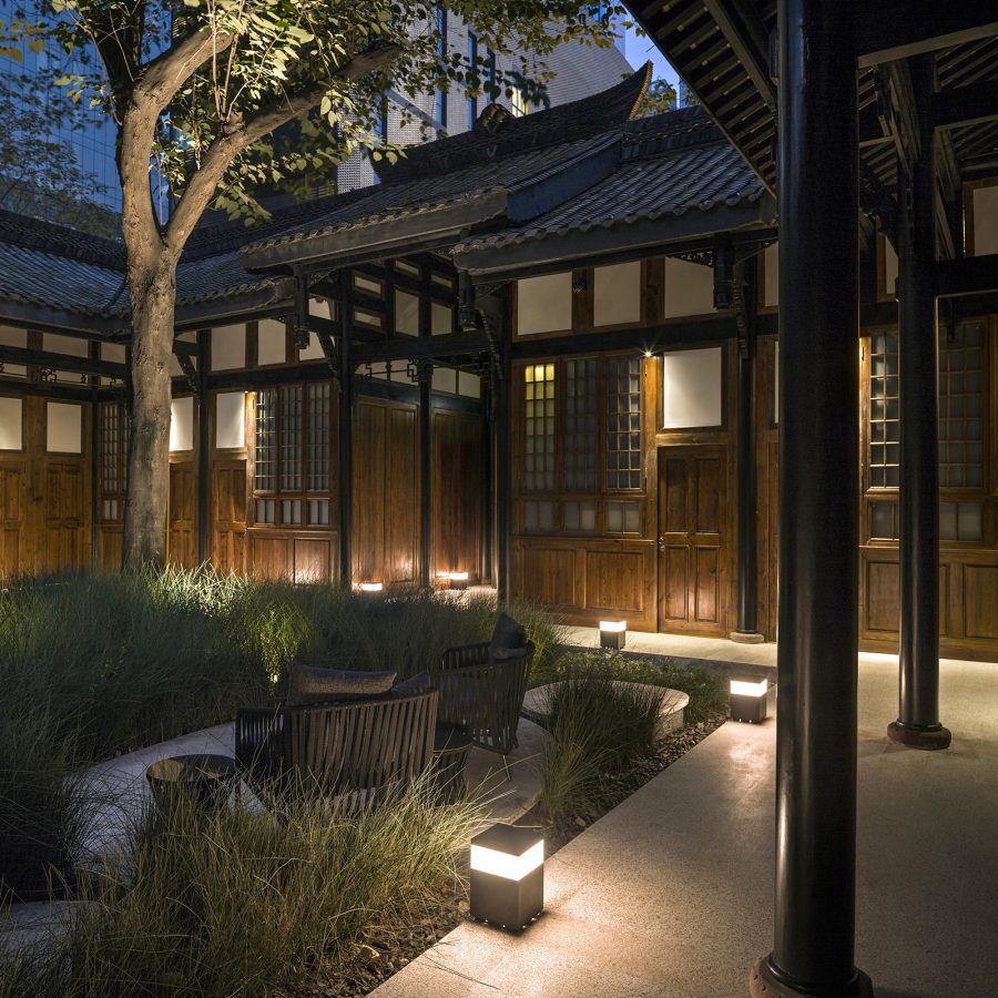 The tranquil courtyard at Mi Xun Spa at The Temple House, Chengdu.