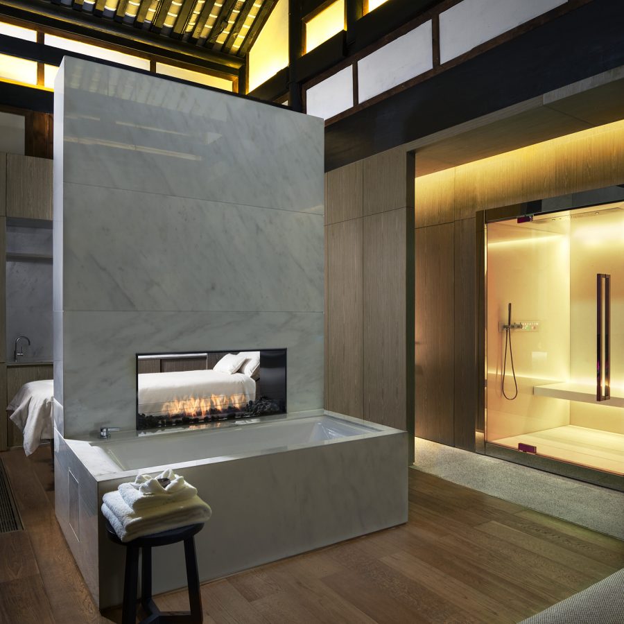 A spa suite at the Mi Xun Spa in The Temple House, Chengdu.