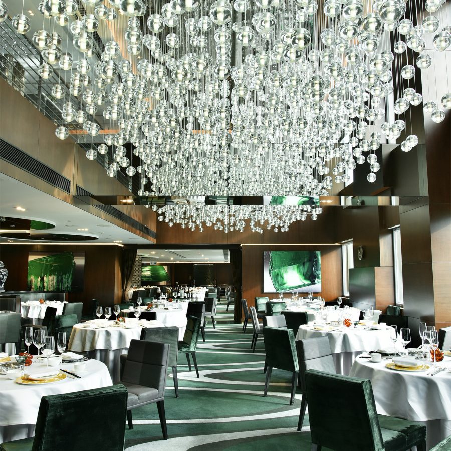 The modern interiors of the dining area at Cuisine Cuisine, Hong Kong.