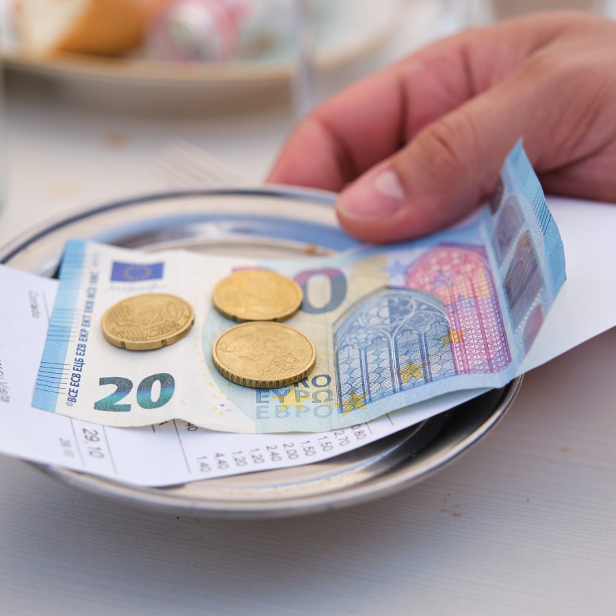 A 10 percent tip added to a bill in Rome.