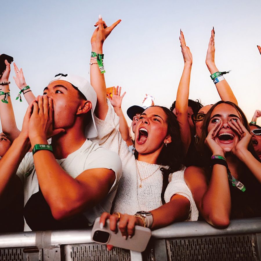 Crowds of young people cheering at Austin City Limits. 