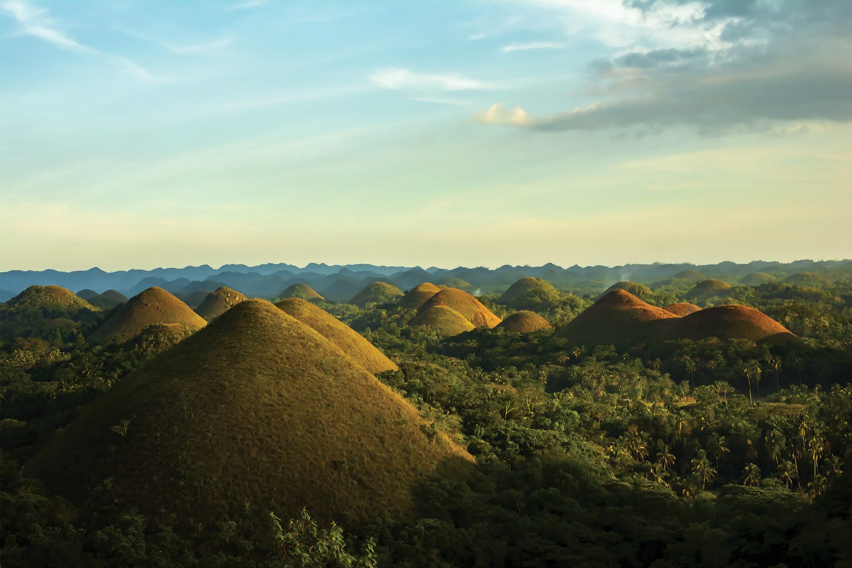 View of the Chocolate Hills in Bohol, Philippines.