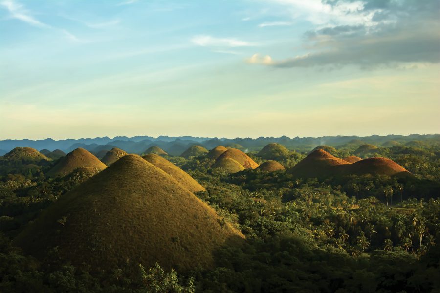 View of the Chocolate Hills in Bohol, Philippines.