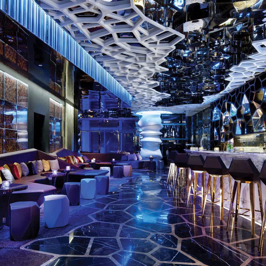 The glamorous modern interior design of The Ritz-Carlton, Hong Kong Ozone bar