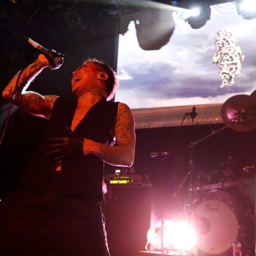 The lead singer of Dir en Grey, touring Asia in 2025, performs onstage.
