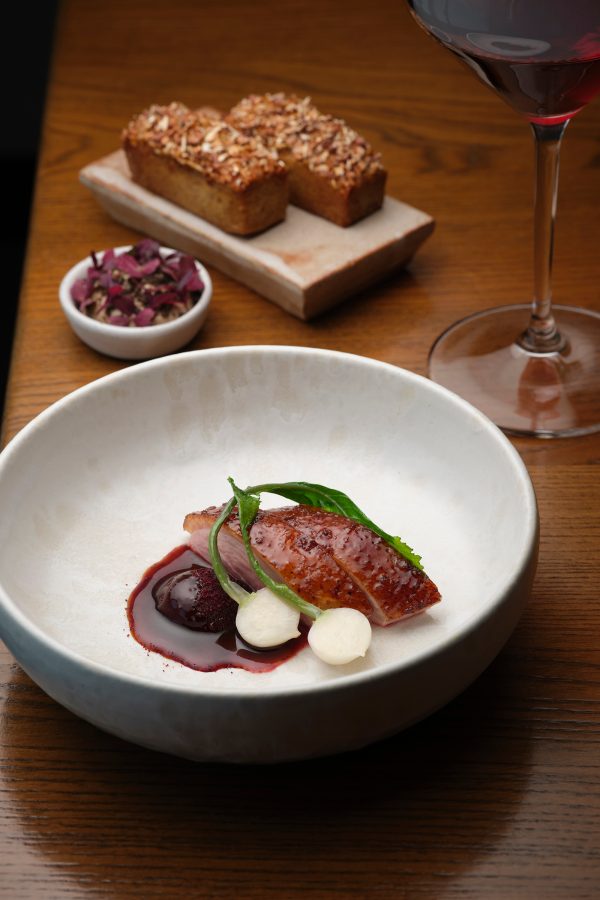 A closeup of dishes served at Roganic in Hong Kong.