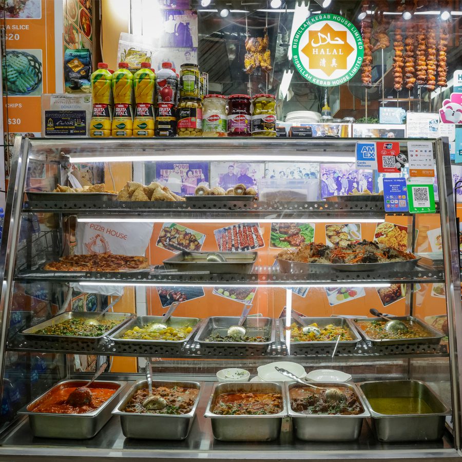 A display window of various Indian dishes outside a shop inside Chungking Mansions in Tsim Sha Tsui, Hong Kong.