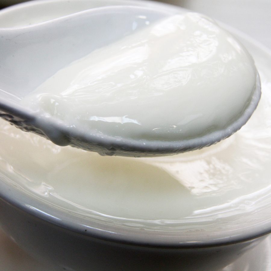 Close up of a scoop of pudding at Australia Dairy Company.  