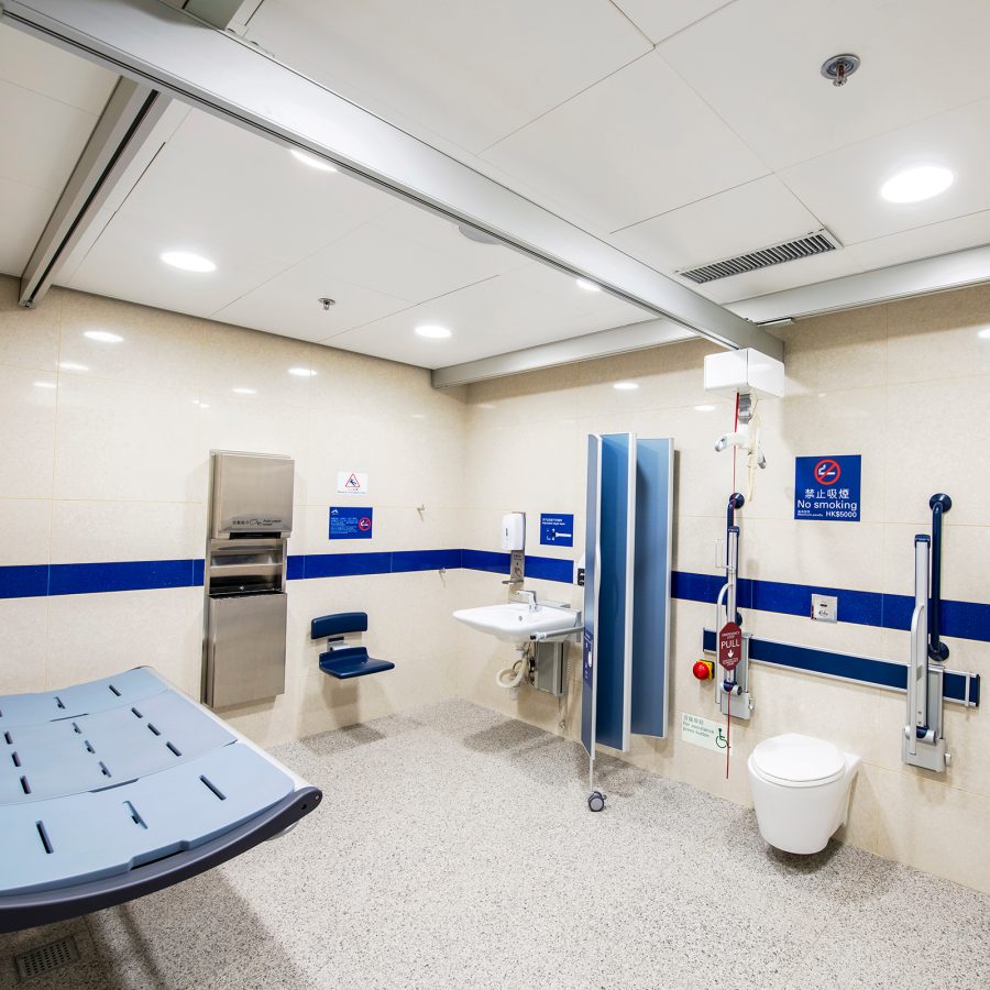 A view inside the barrier-free toilet facility inside the Hong Kong International Aiport.