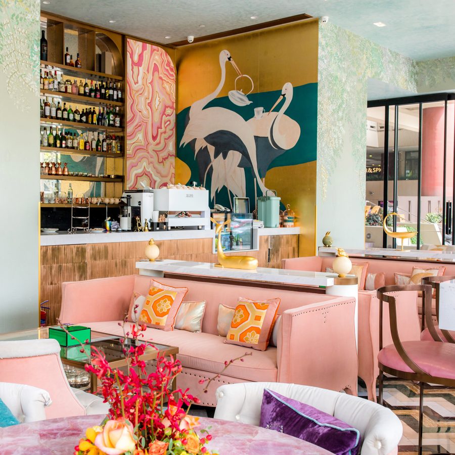 The pastel-coloured interiors of R.Manda in Shanghai.