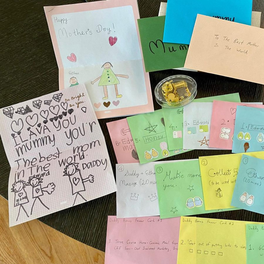 Handmade Mother’s Day cards from Ethan Pang and his brother.