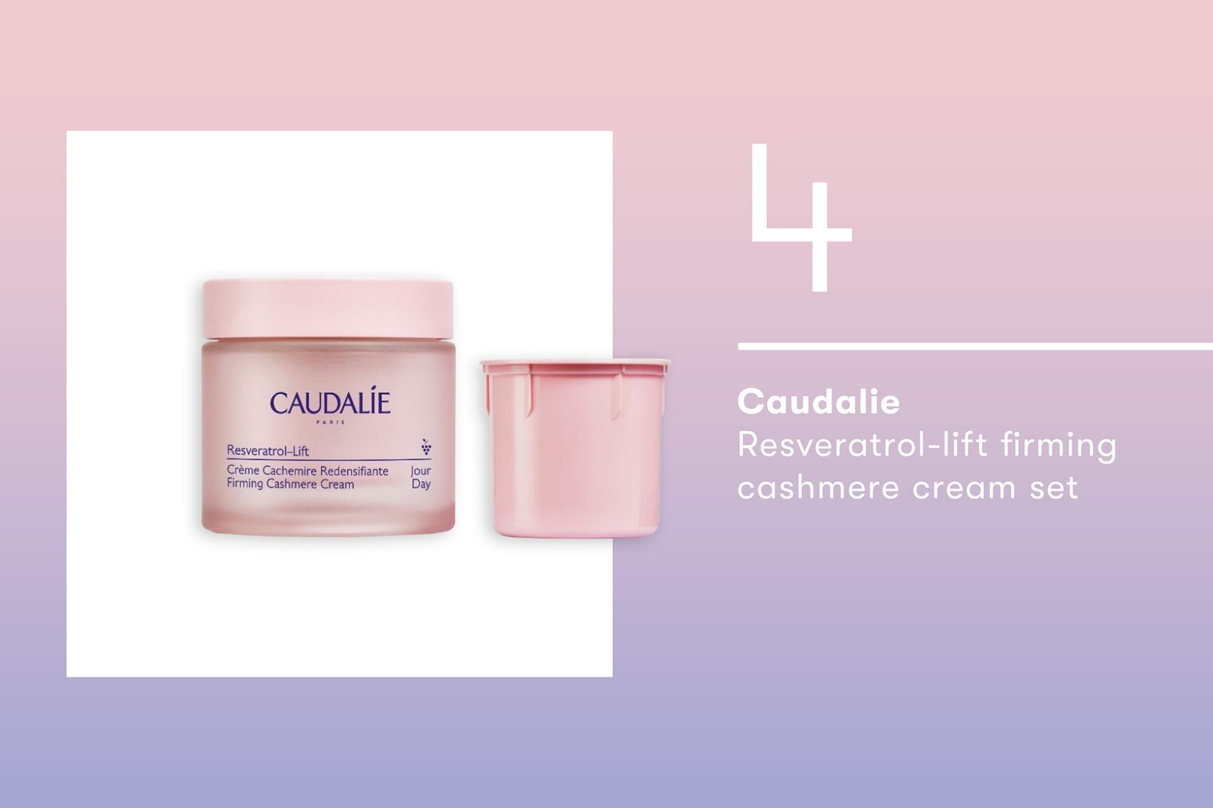 Product shot of the Caudalie resveratrol-lift firming cashmere cream set.