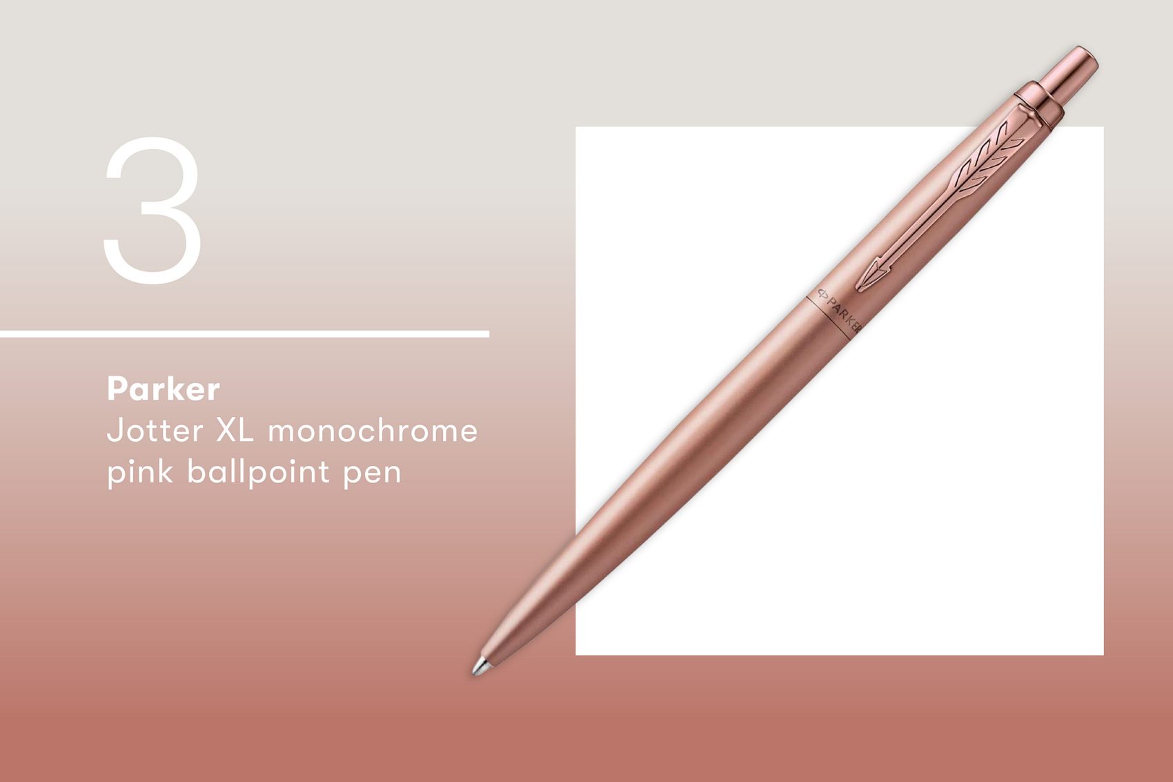 Product shot of the Parker Jotter XL monochrome pink ballpoint pen.