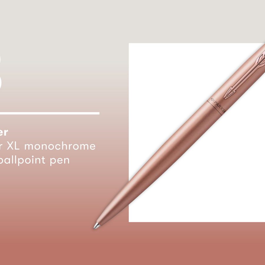 Product shot of the Parker Jotter XL monochrome pink ballpoint pen.