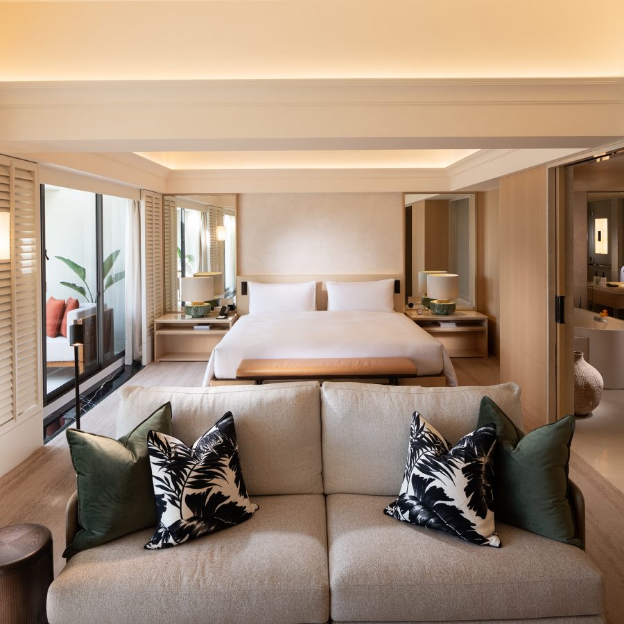 A hotel room at Conrad Singapore Orchard. 