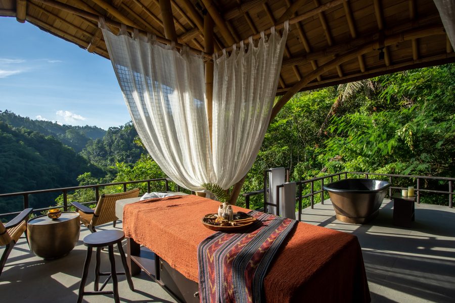 Light streams onto a massage table in Buahan, A Banyan Tree Escape in Bali