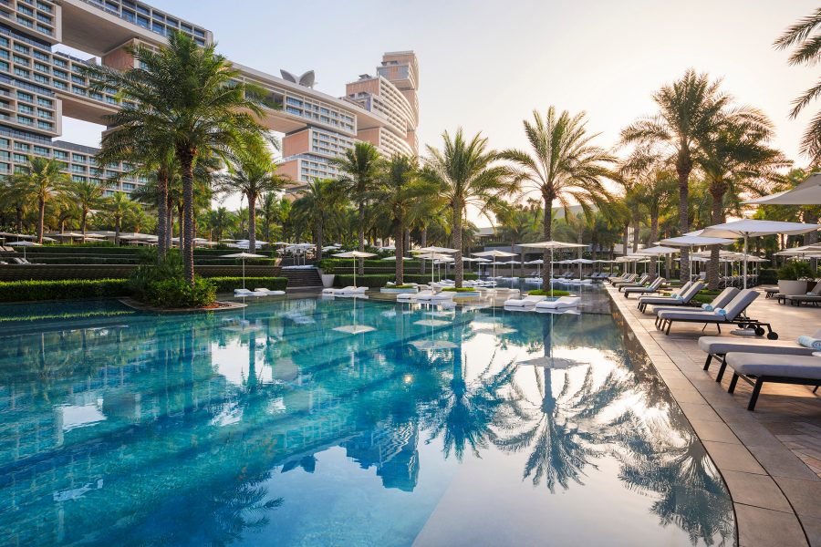 Reflections on the pool at Atlantis The Royal resort in Dubai