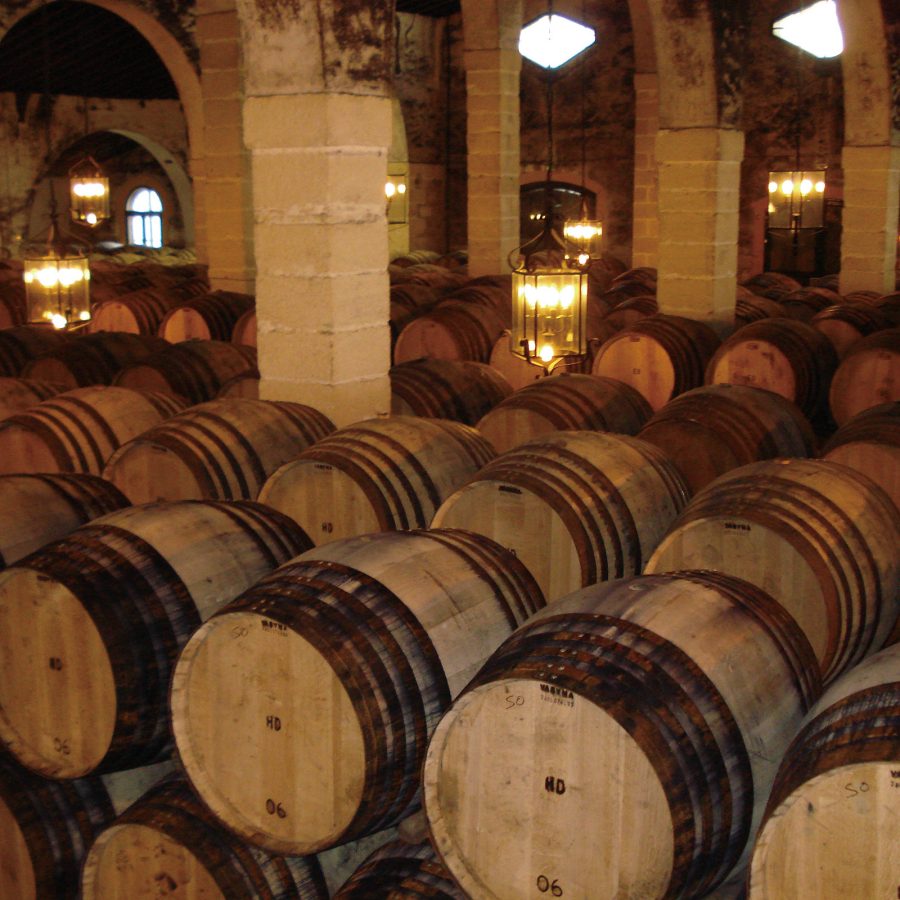 Rows of barrels at The Macallan Distillery.