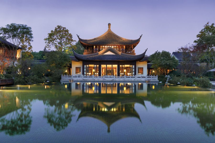 Exterior view of Four Seasons Hangzhou West Lake.