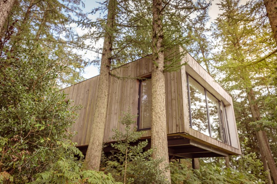 Exterior view of a cabin at The Gilipin Hotel & Lake House, United Kingdom.