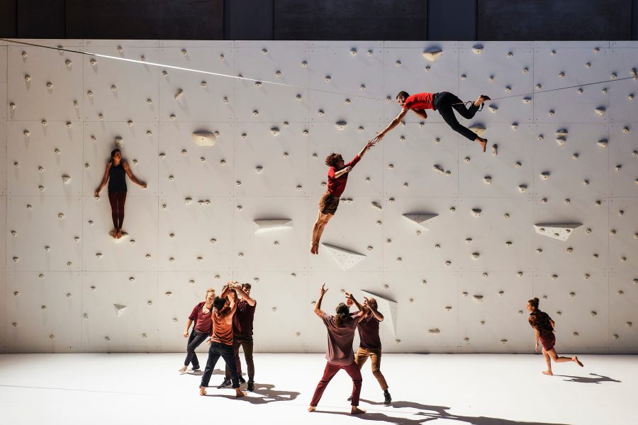 Performers climb and dance during the show Corps extrêmes.