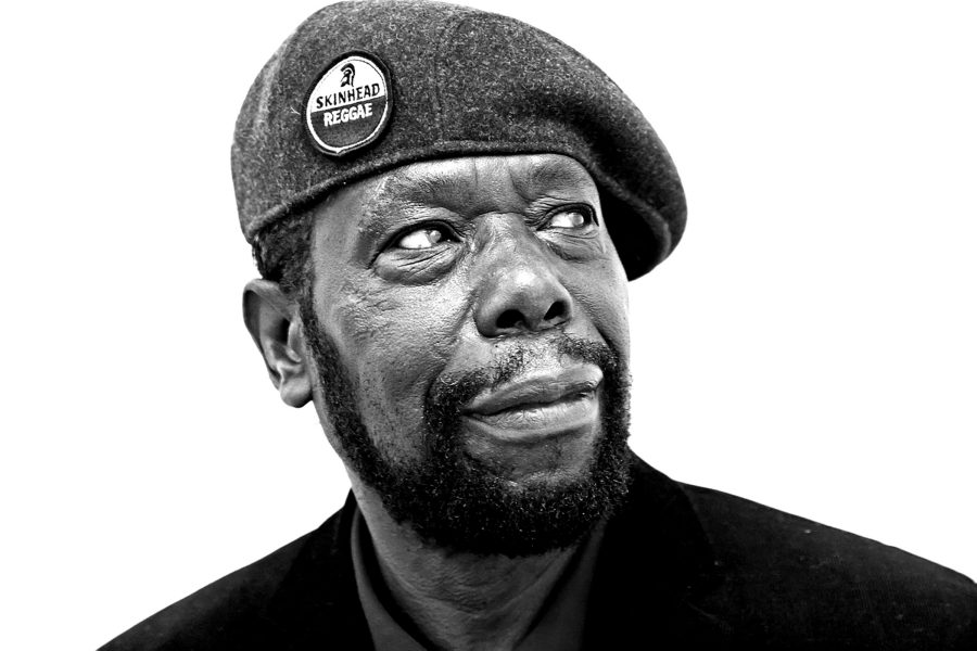 Black and white portrait of musician Roy Ellis.