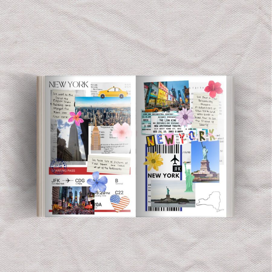 A view of a New York travel spread in a JotJournalling travel journal.