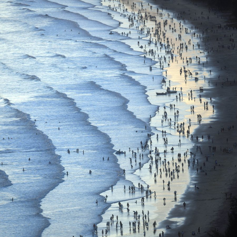 Exterior view of beachgoers at Yalong Wan in Hainan.