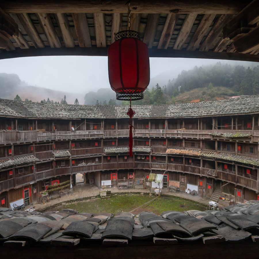 Exterior view of an old Hakka heritage building in Nanjing Tulou.  