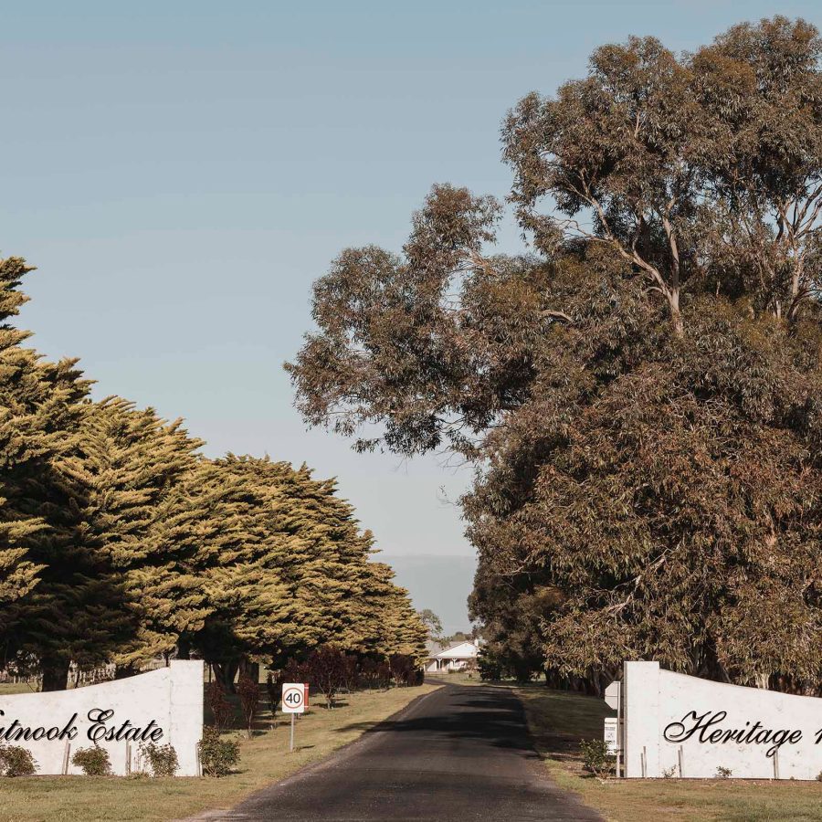 A street view of the driveway and entrance of Katnook Estate winery in Coonawarra, South Australia.