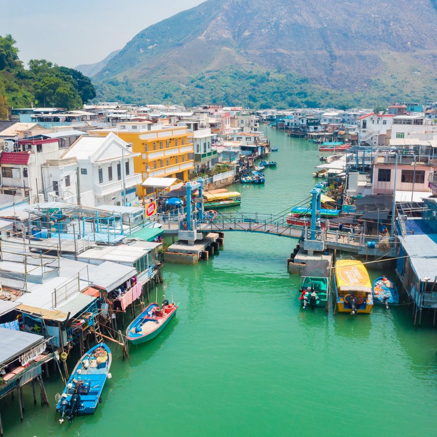 Tai O is populated by many homes on stilts perched along a canal.
