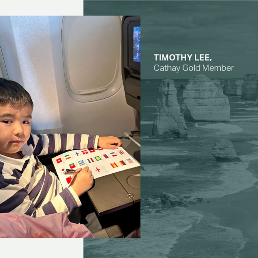  A young boy sat on a plane.