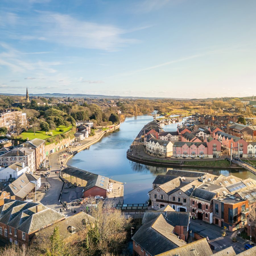 View of the river winding through Exeter.