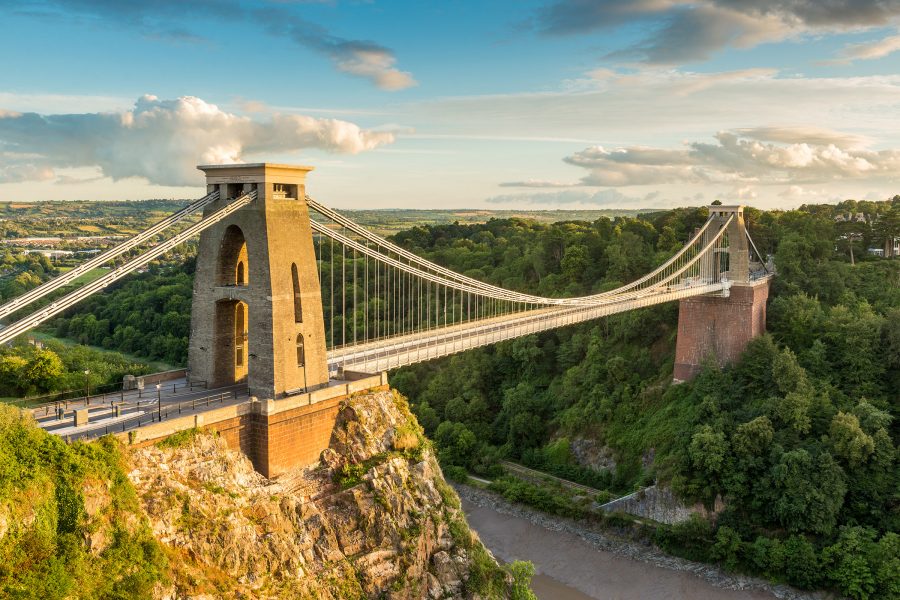 View of the Clifton Suspension Bridge in Bristol.