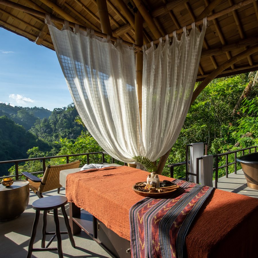 Light streams onto a massage table in Buahan, A Banyan Tree Escape in Bali.
