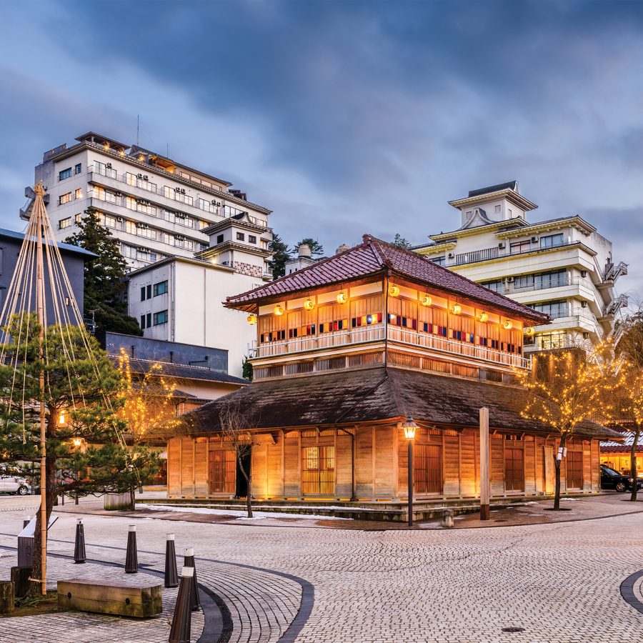 The exterior of Yamashiro Onsen, a public bathhouse in Kaga.