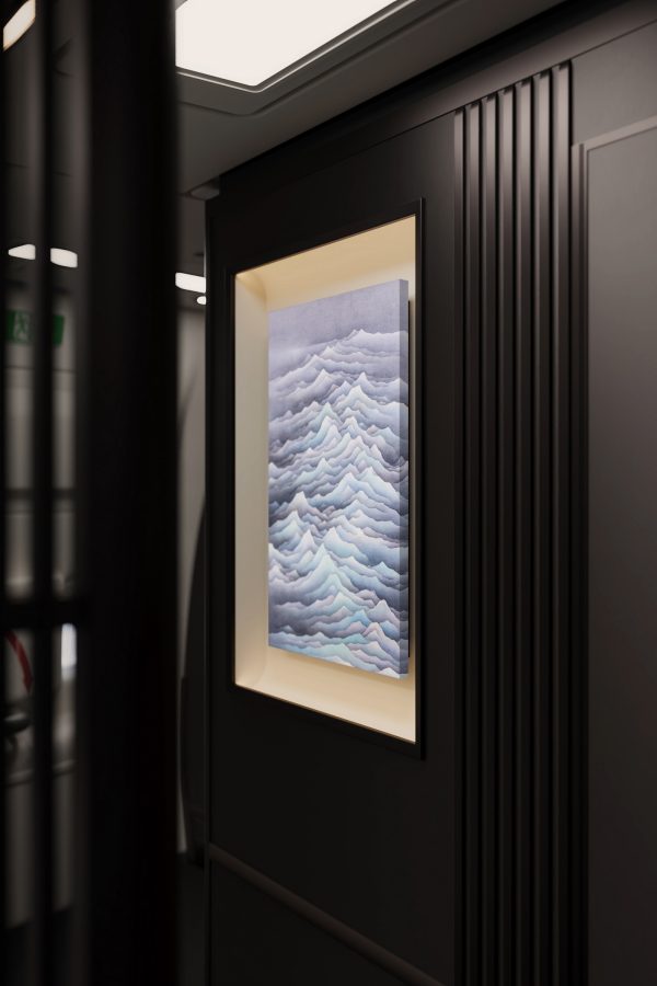 Chan Keng Tin’s “Formless” artwork in a Cathay Pacific cabin