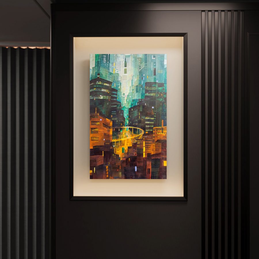 Elaine Chiu’s artwork in a Cathay Pacific cabin