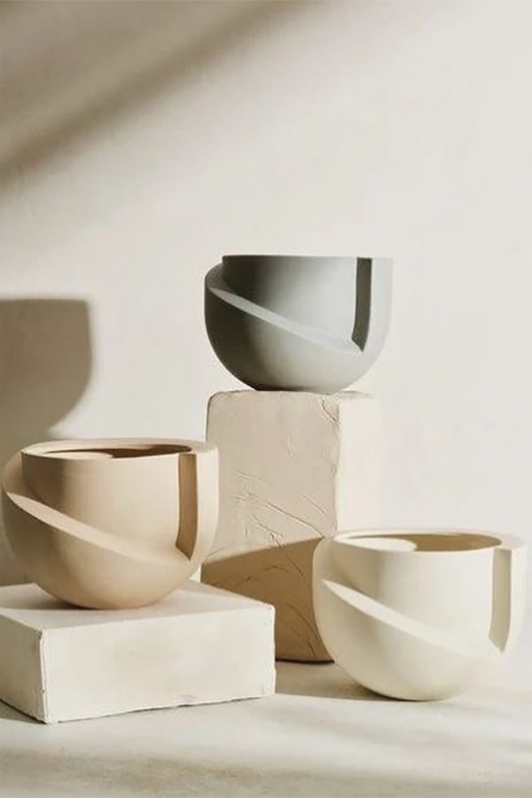 close-up view of pastel-coloured ceramics at The Edit in Dubai.