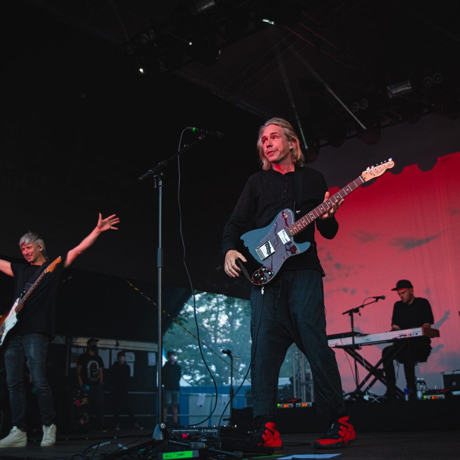 The members of Mew, who are on a farewell tour around the world this year, perform on stage.