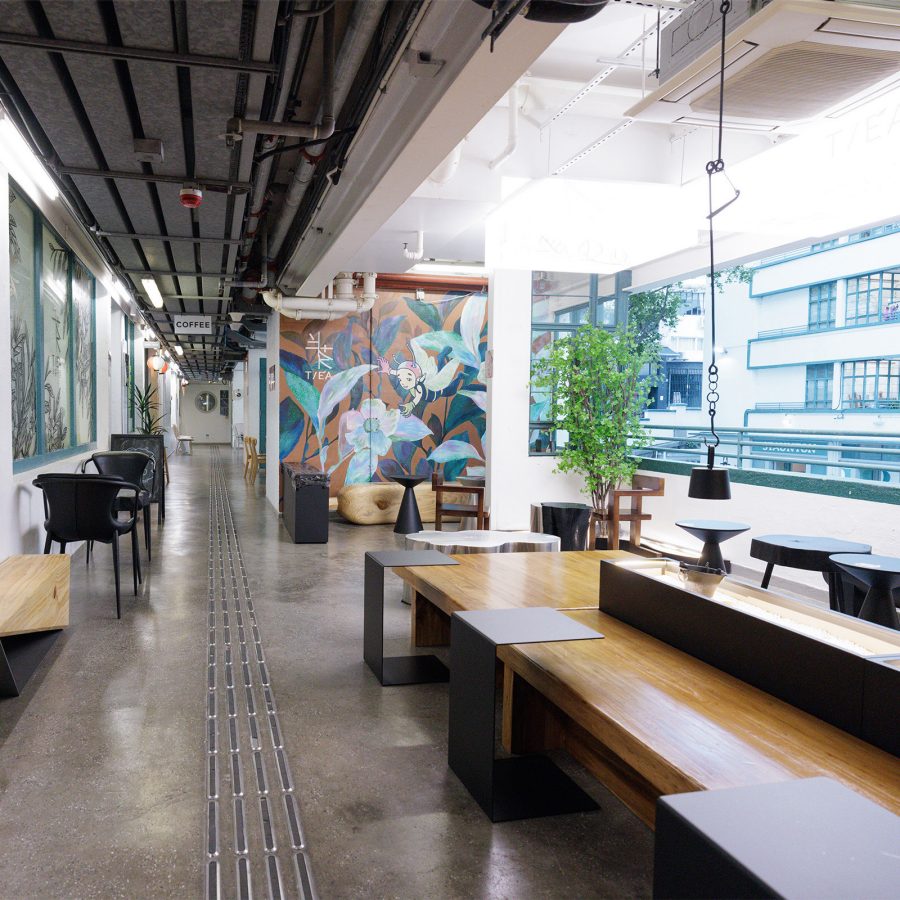 Interior view of a shared workspace at PMQ. 